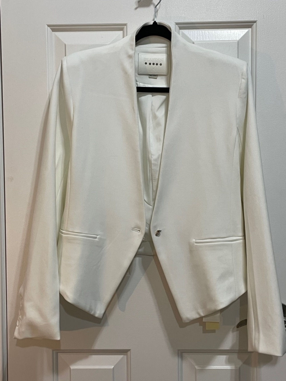 Blank NYC Cream Open-Front Collarless Blazer